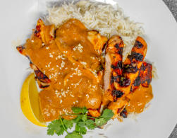 Satay chicken with rice prepared by FoodByWayne