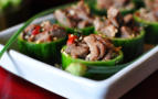 Asian beef in cucumber rounds prepared by FoodByWayne