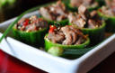 Asian beef in cucumber rounds prepared by FoodByWayne